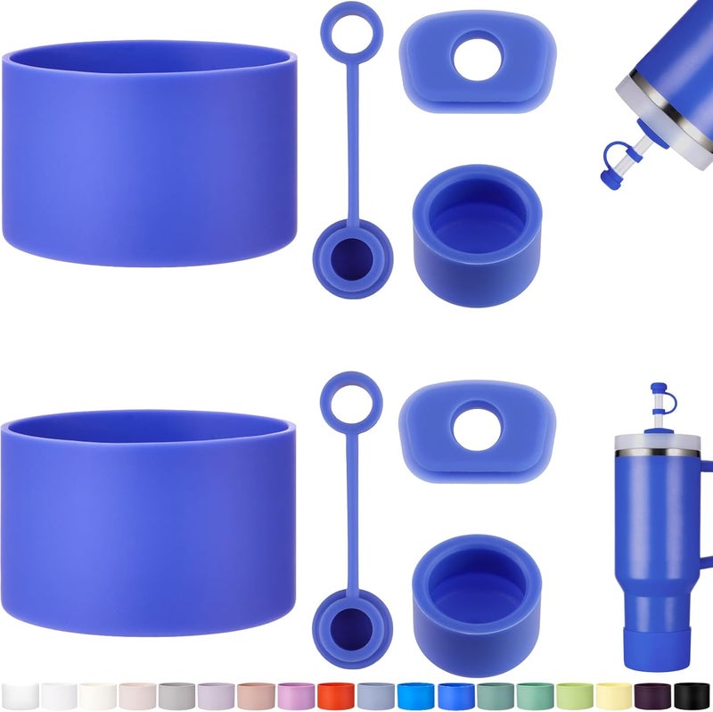 HYZ 8 Piece Accessories for Stanley Cup, Silicone Spill Proof Stopper Set and Protective Boot Including Straw Cover Cap for Stanley H2.0 20oz 30oz 40oz Tumbler, Iris - Image 1